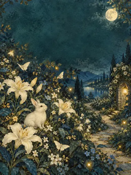 Cover painting of the Moonlit Garden theme